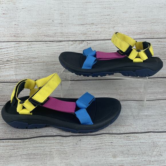 Teva Hurricane XLT2 Womens Sz 8 Hiking Sandals Black Blue Yellow Pink - Picture 1 of 9